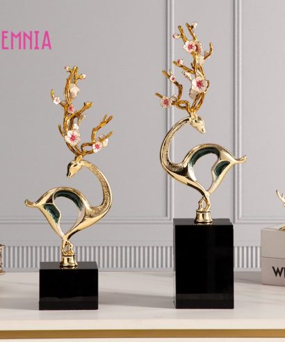 Cặp Hươu Hoa Đào Trang Trí Phòng Khách