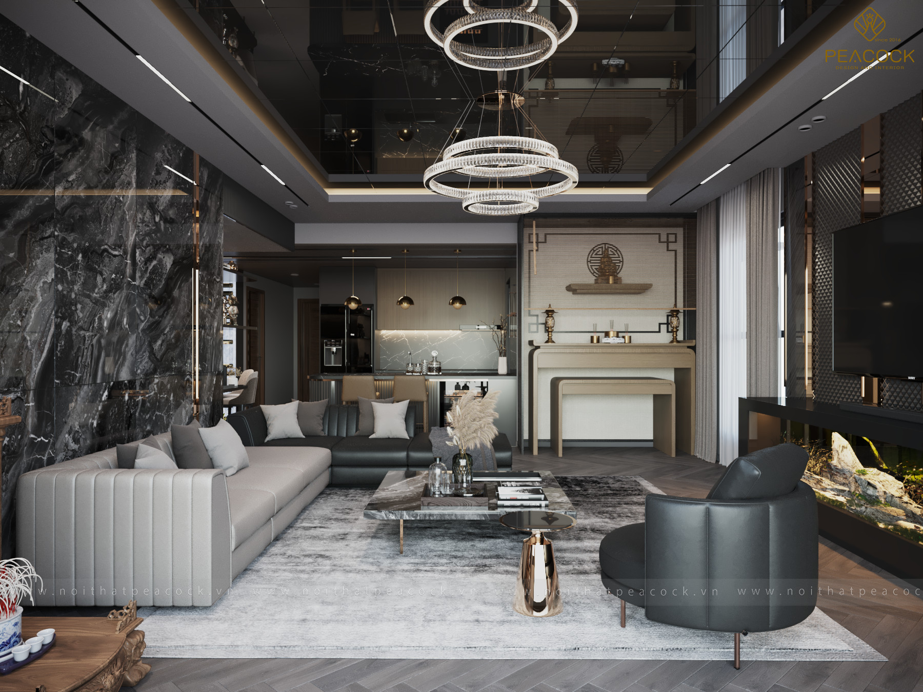 dark modern luxury living room